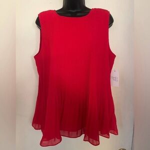 Timeless Red Pleated Sleeveless Women's Top